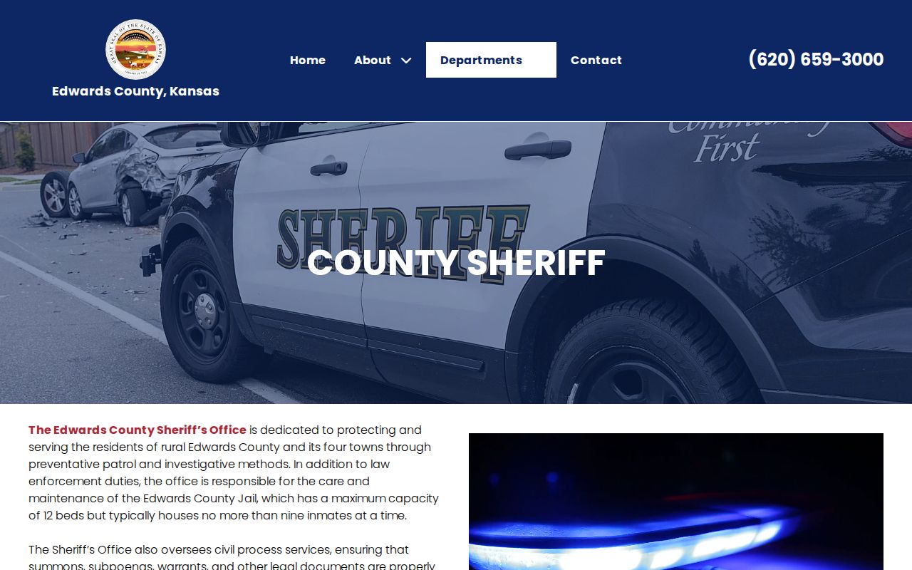 Edwards County Jail release records and Sheriff contact page